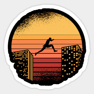 Freerunner Rooftopping Urban Skyline Art For Traceur Sticker